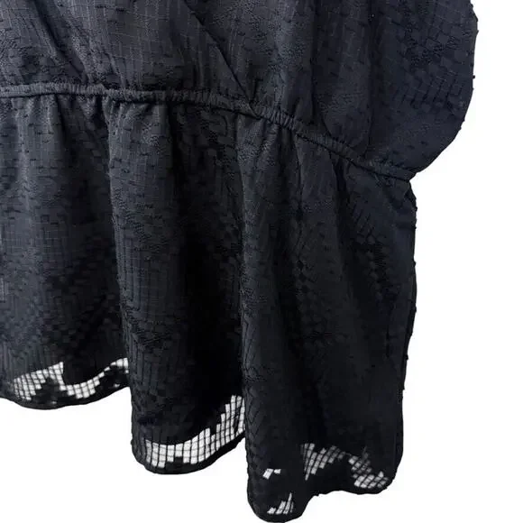 Lane Bryant Womens Black Short Sleeve Peplum Textured V-Neck Shirt Top NWT 26/28 - Picture 8 of 16